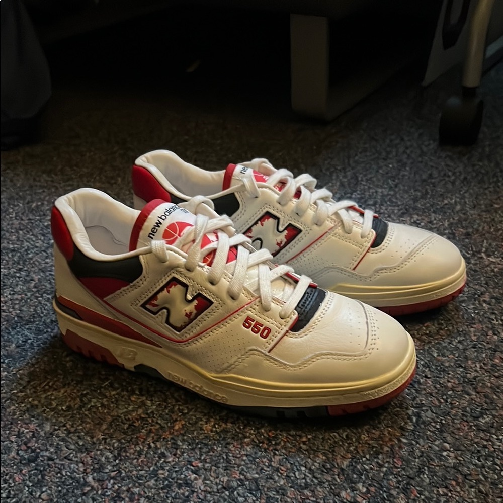 New Balance 550 White and Red Sneakers